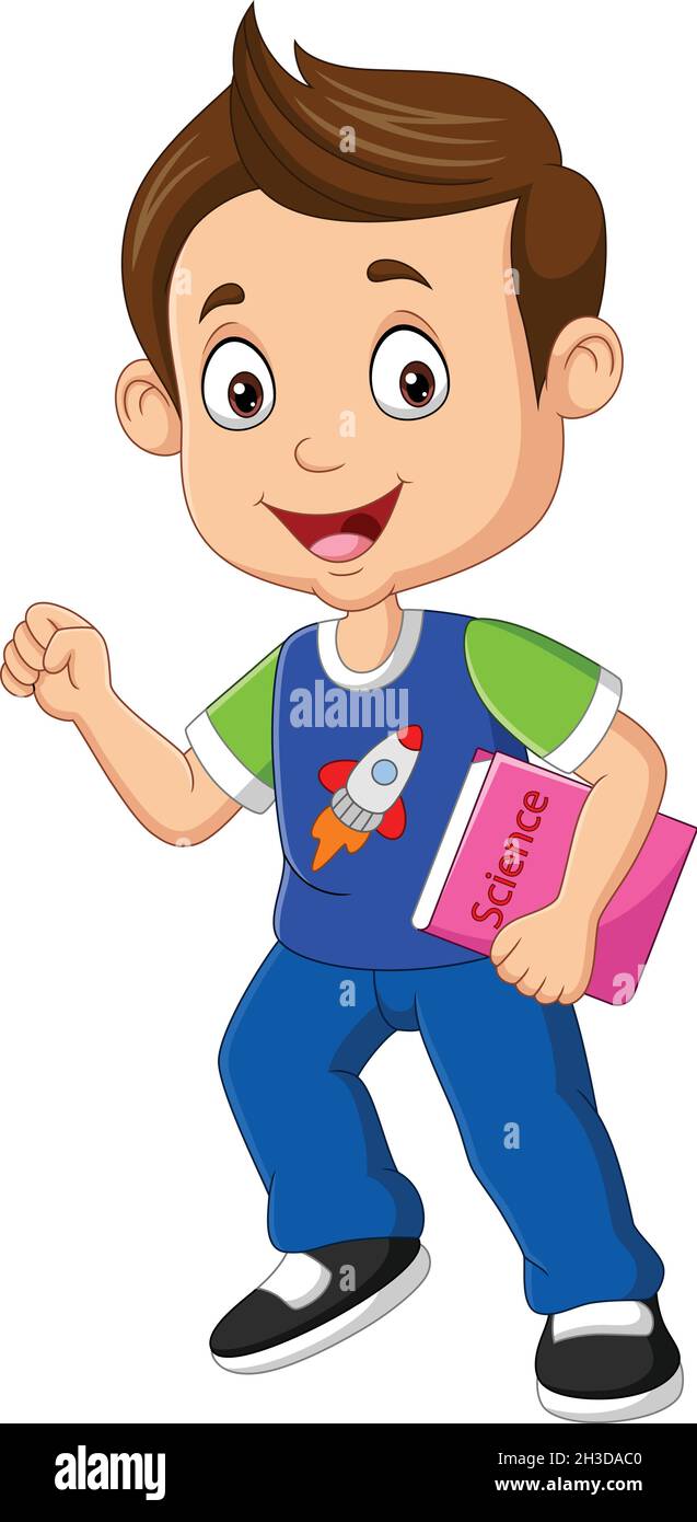 Cute little boy holding a book Stock Vector Image & Art - Alamy