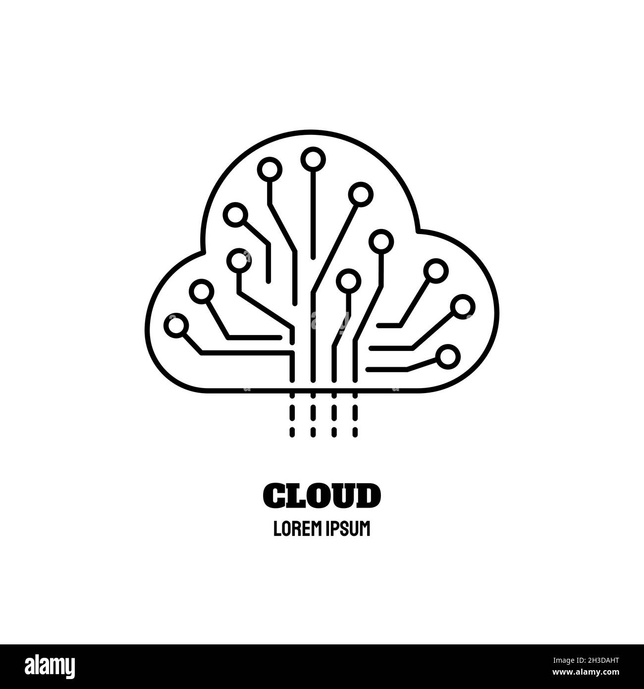 Artificial intelligence and machine learning line icon Stock Vector