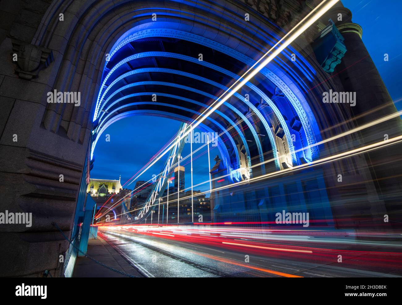 Traffic Light Trails on Tower Bridge, London England UK Stock Photo - Alamy