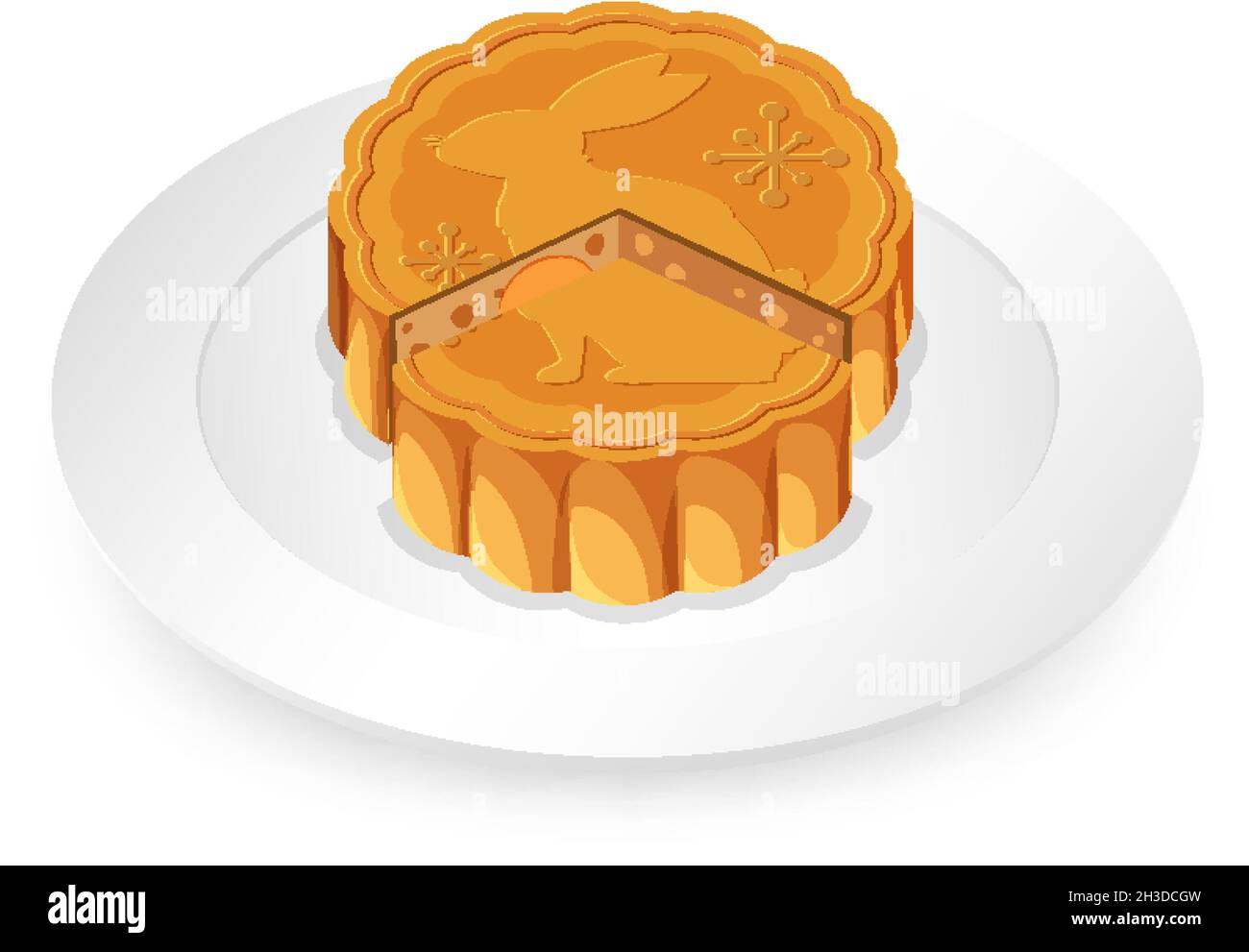 Isolated mooncake on white plate illustration Stock Vector