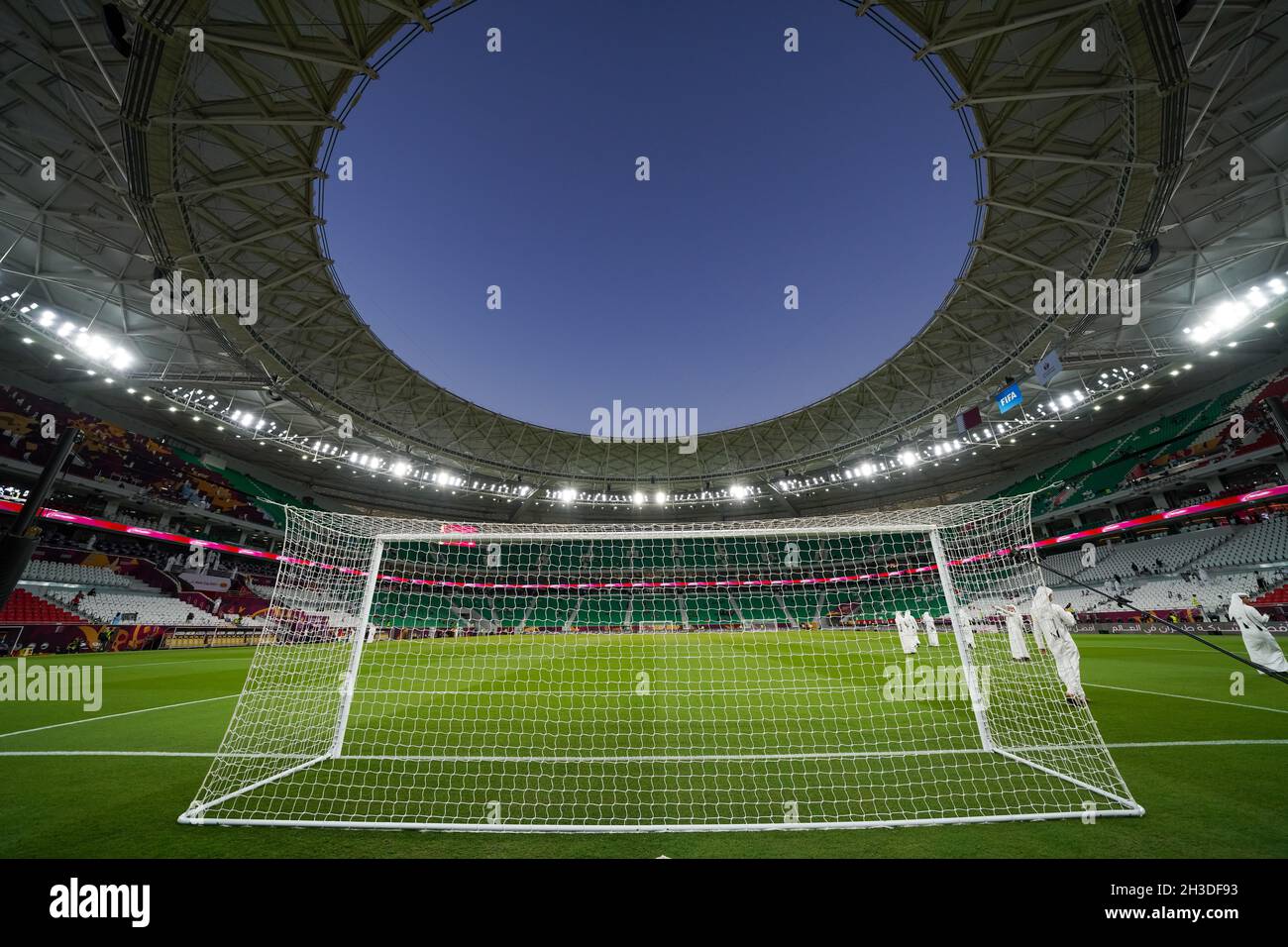 Al Thumama Stadium, Inaugurated with the Emir Cup 2021 final on October 22, 2021, will be a venue for the 2022 FIFA World Cup in Qatar. Stock Photo