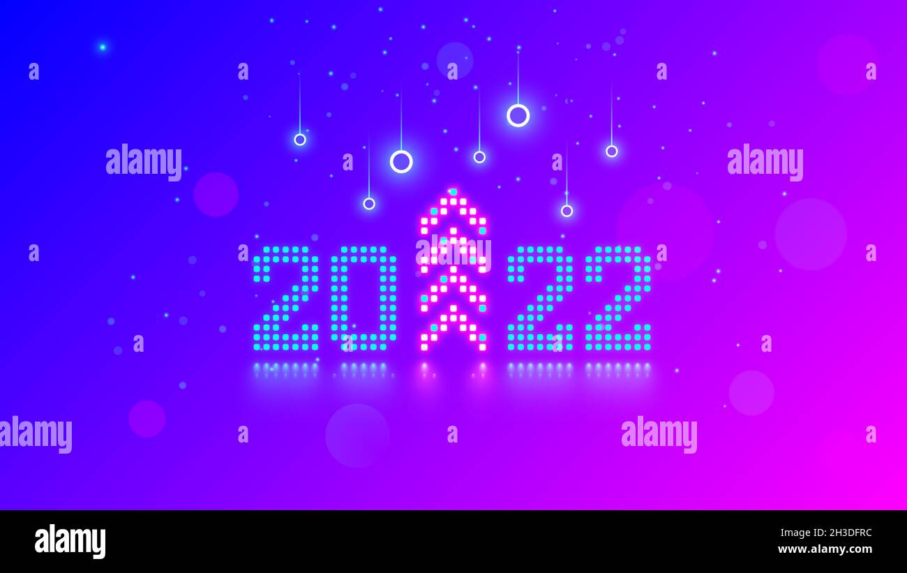 New Tech For Christmas 2022 New Year Digits 2022 And Christmas Tree In Tech Style. 20 22 Consist Of  Neon Dots Or Pixels On Blue Pink Background. 2022 New Year Card Digital  Stock Vector Image & Art - Alamy