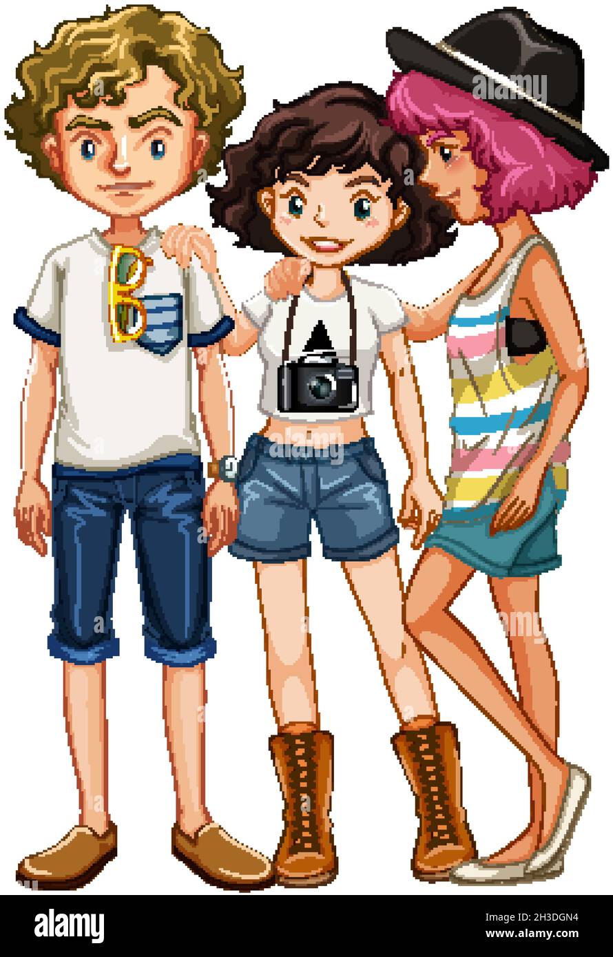 Teenager group in casual costume illustration Stock Vector Image & Art ...