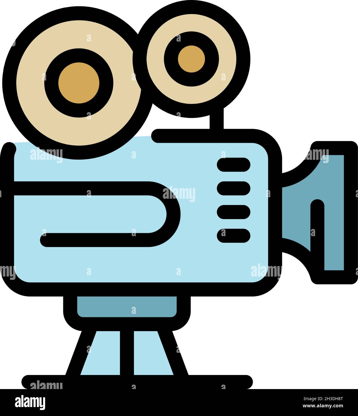 Movie camera icon. Outline movie camera vector icon color flat isolated ...