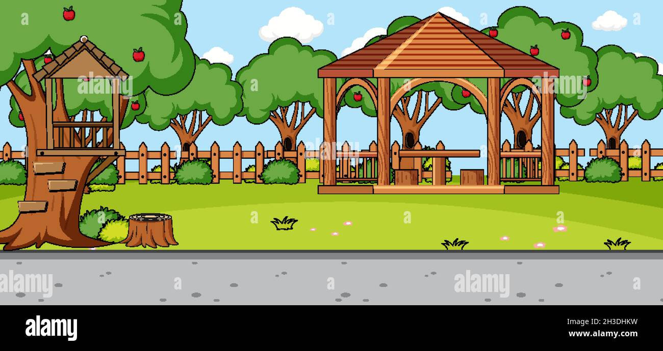 Empty park outdoor scene at daytime illustration Stock Vector Image ...