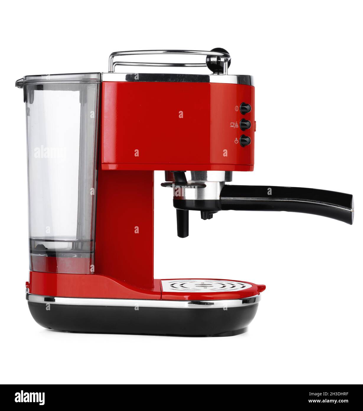 Stylish red coffee machine isolated on white background Stock Photo Alamy