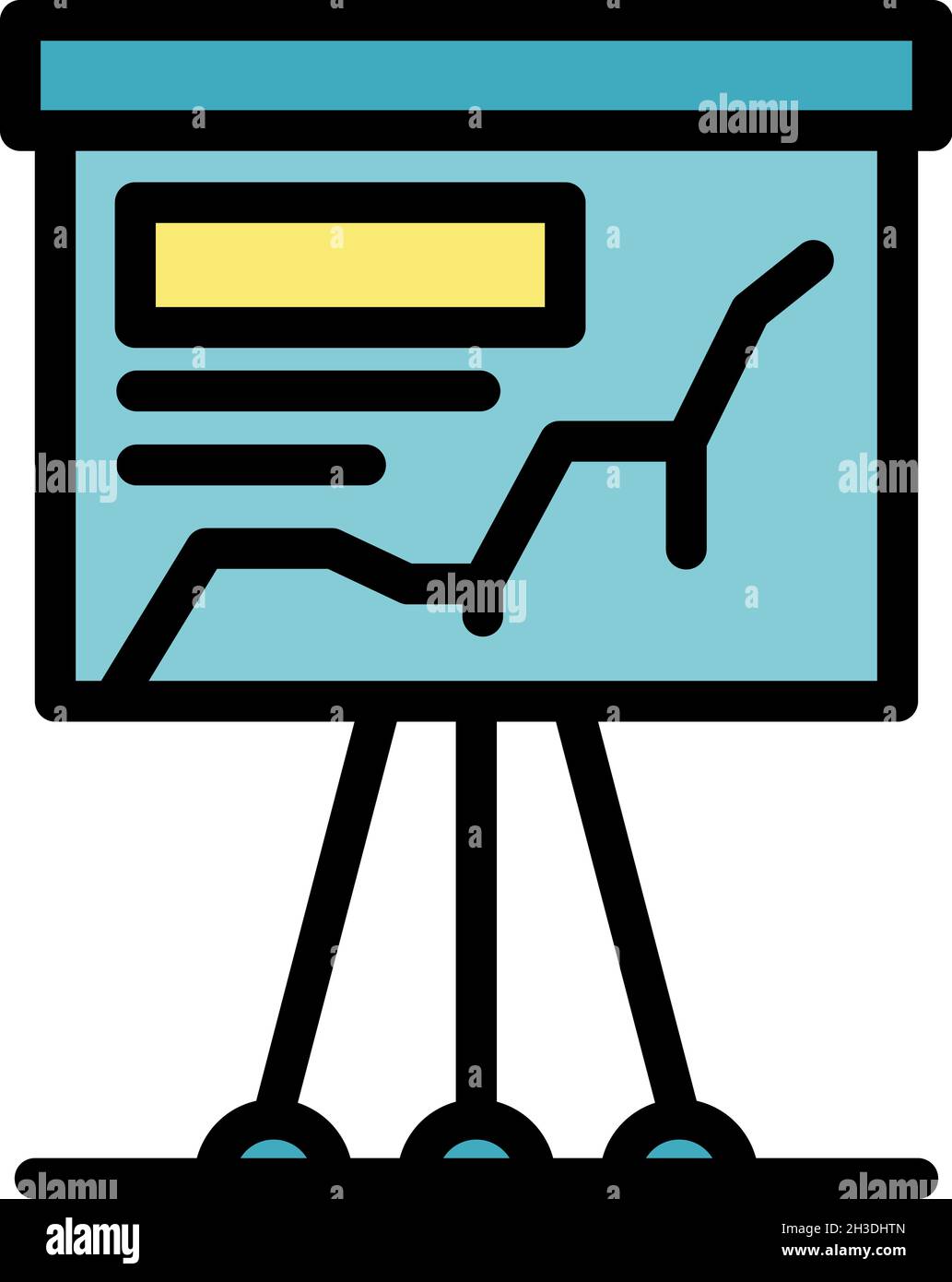 Flip chart and graph icon. Outline flip chart and graph vector icon ...