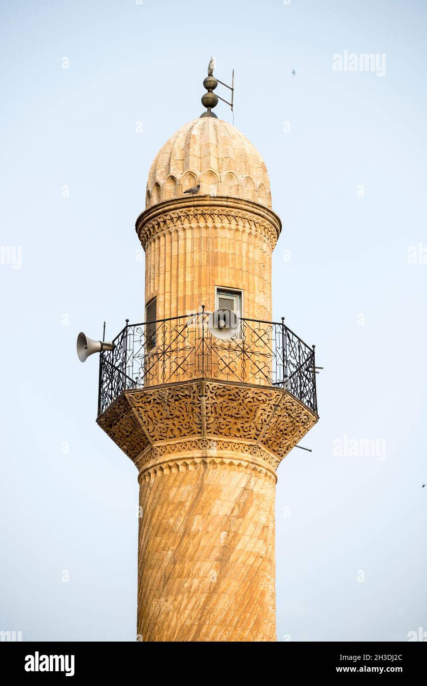 Beautiful dome of a minaret of Ottoman architecture made of sandstone ...