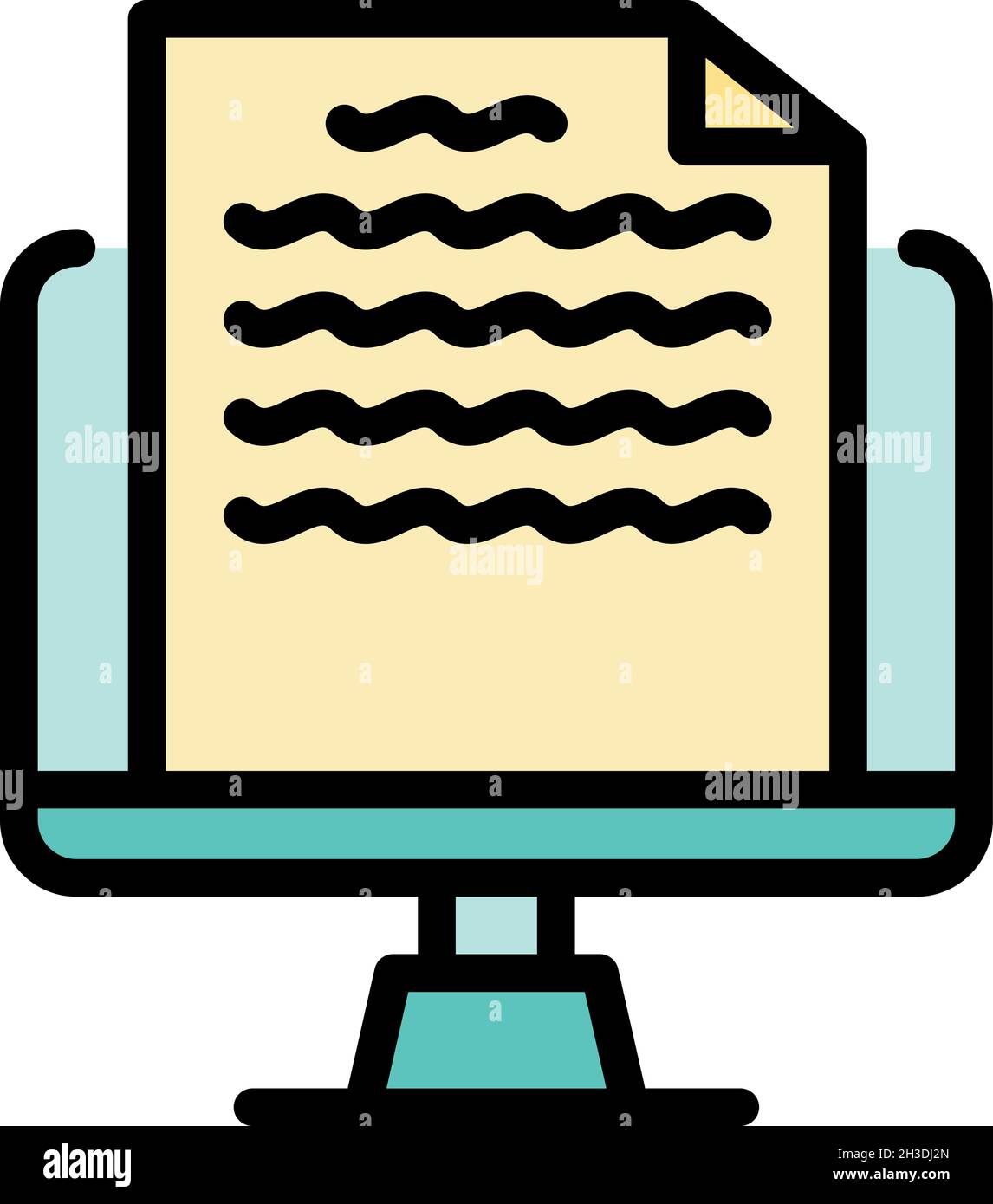 Handwritten document monitor icon. Outline handwritten document monitor ...