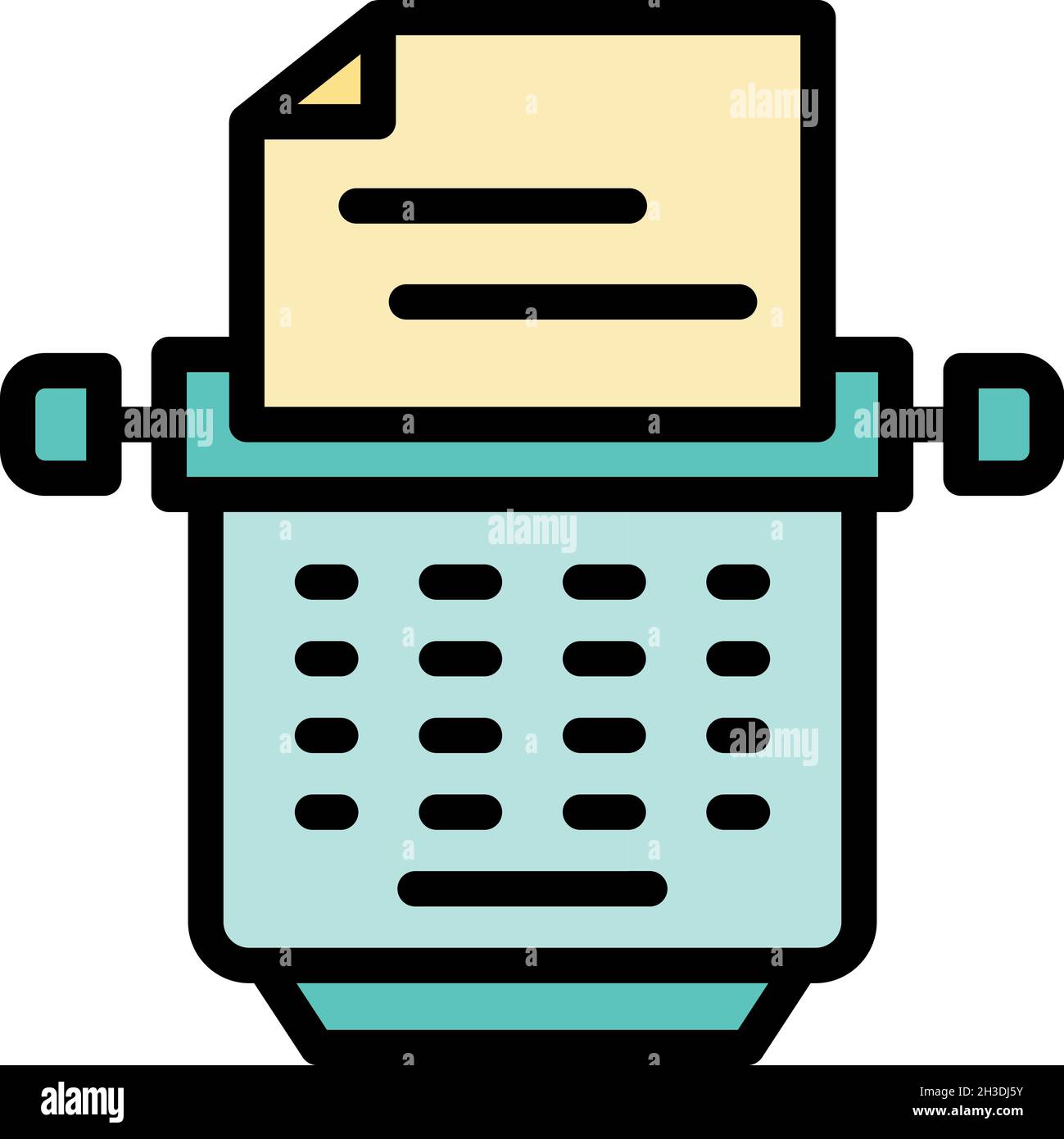 Typewriter icon. Outline typewriter vector icon color flat isolated Stock Vector