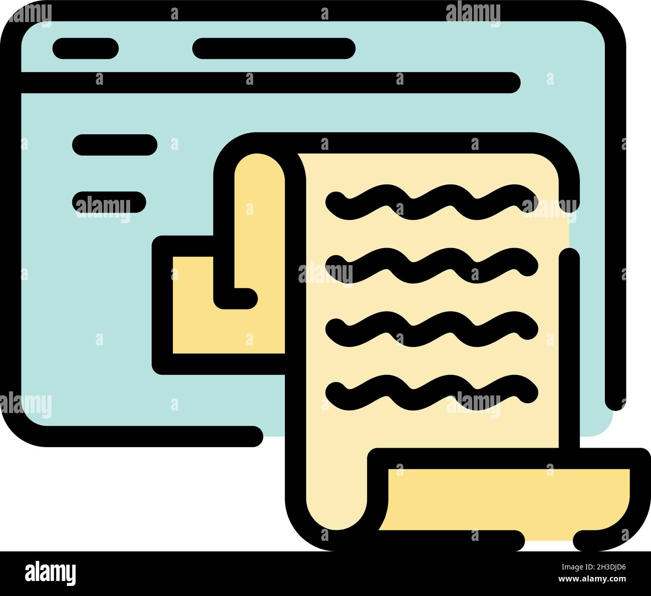 Text document in app window icon. Outline text document in app window vector icon color flat isolated Stock Vector