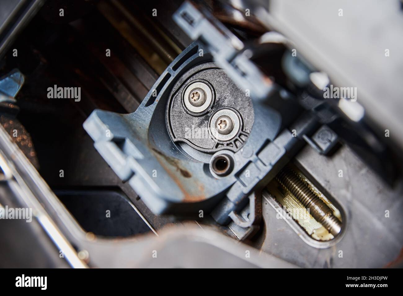 Automatic coffee machine cleaning. Open door in coffee machine for