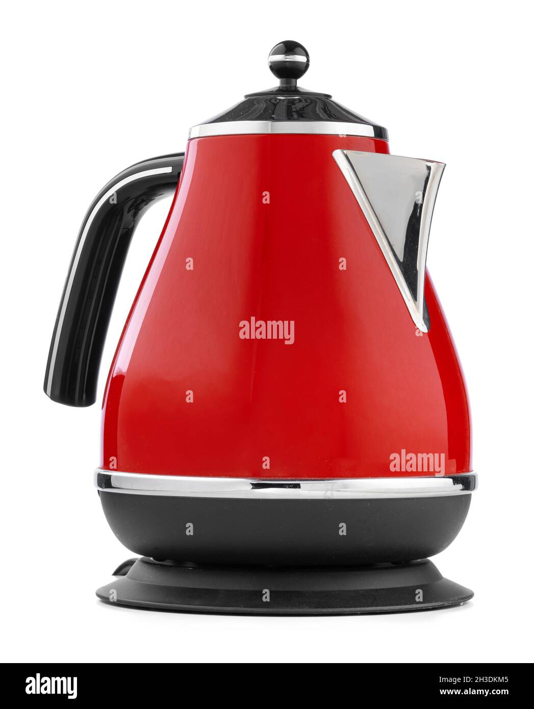 Red electric kettle isolated on white background Stock Photo Alamy