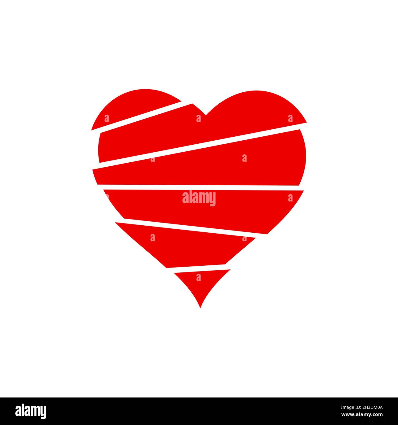Red heart in pieces. Broken heart concept. Tear apart heart. Couple breaks up. End of love symbol. Heartbreak idea. Unrequited love sign. Vector Stock Vector