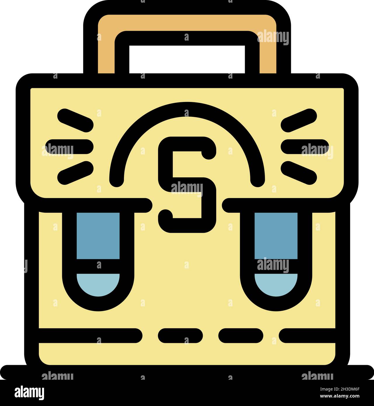 Money bag icon. Outline money bag vector icon color flat isolated Stock ...