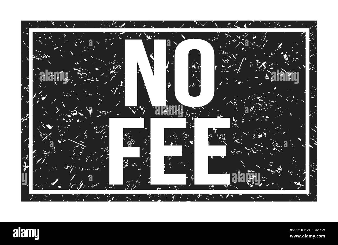 NO FEE, words written on black rectangle stamp sign Stock Photo Alamy