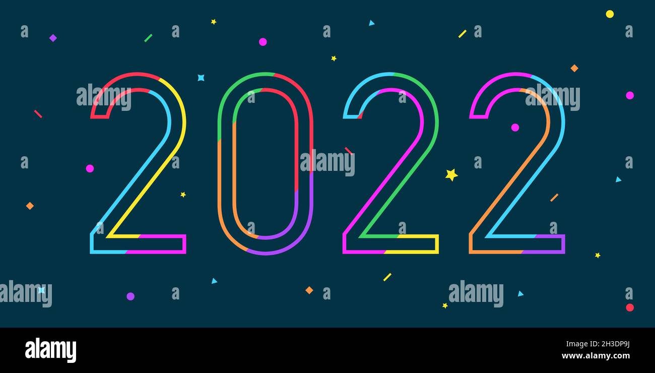 2022 happy new year with fireworks Stock Vector