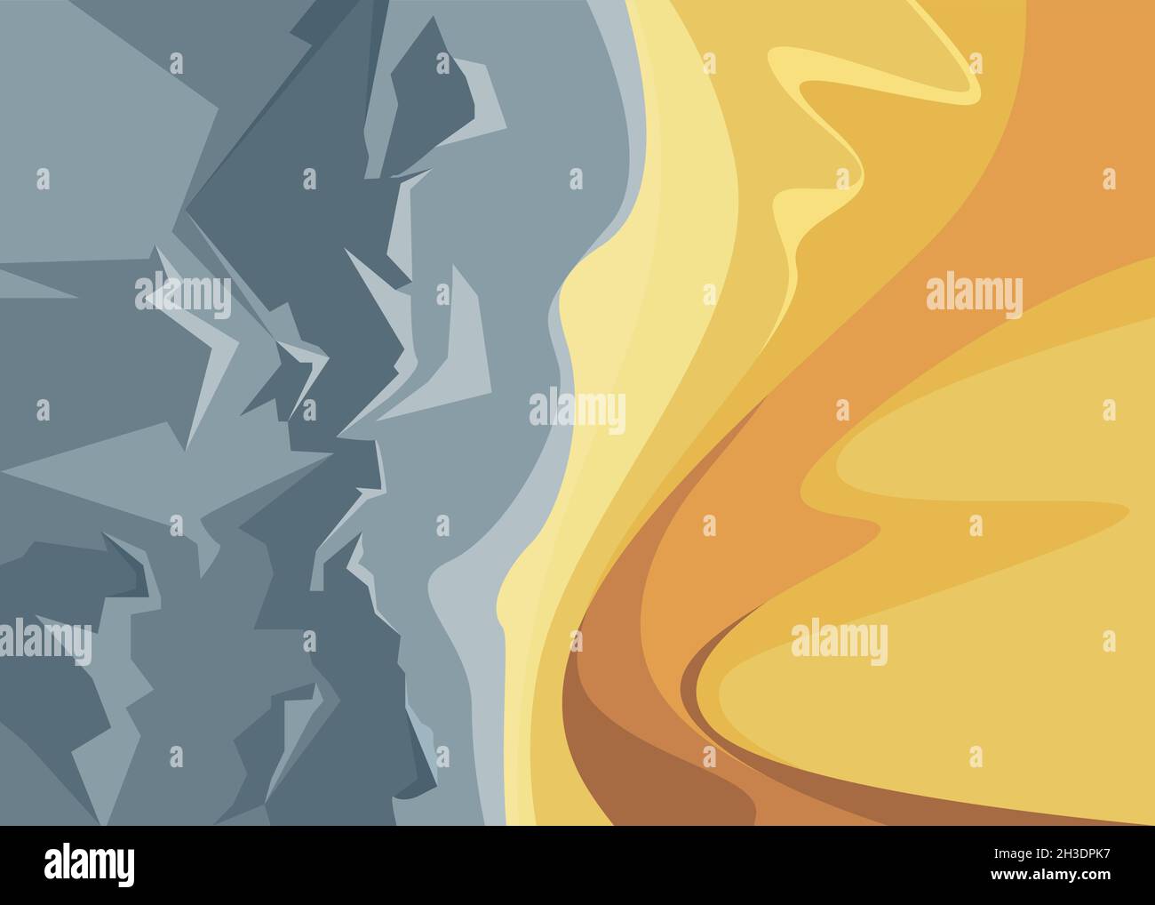 Banner with rocks and desert. Placard design in flat style Stock Vector