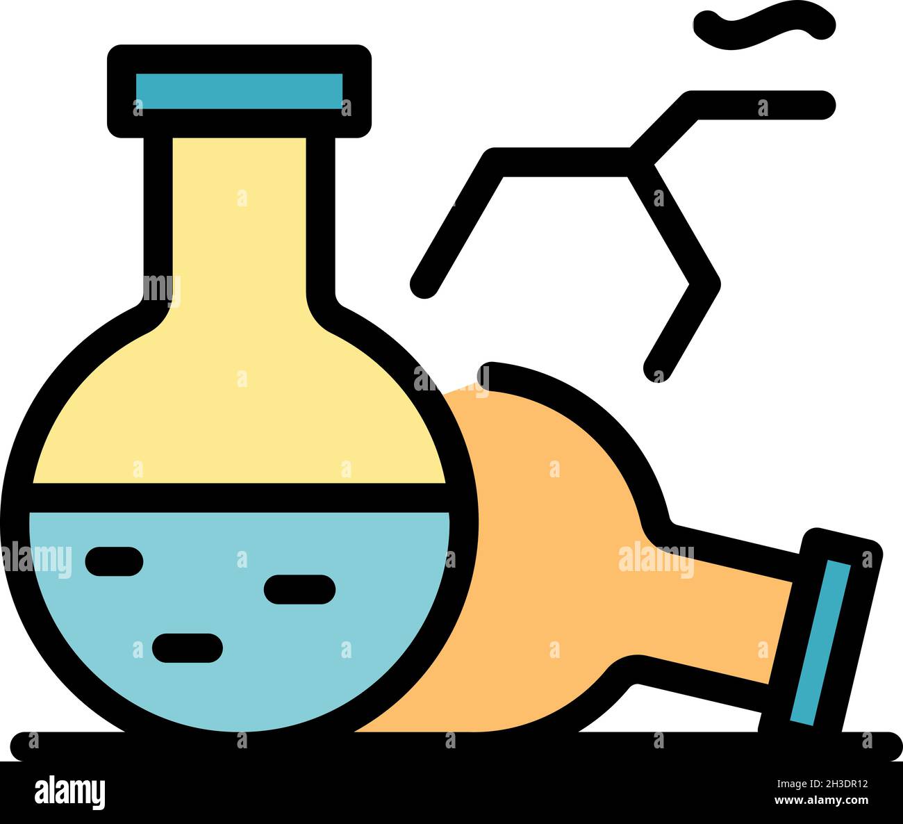 Lab flasks icon. Outline lab flasks vector icon color flat isolated Stock Vector