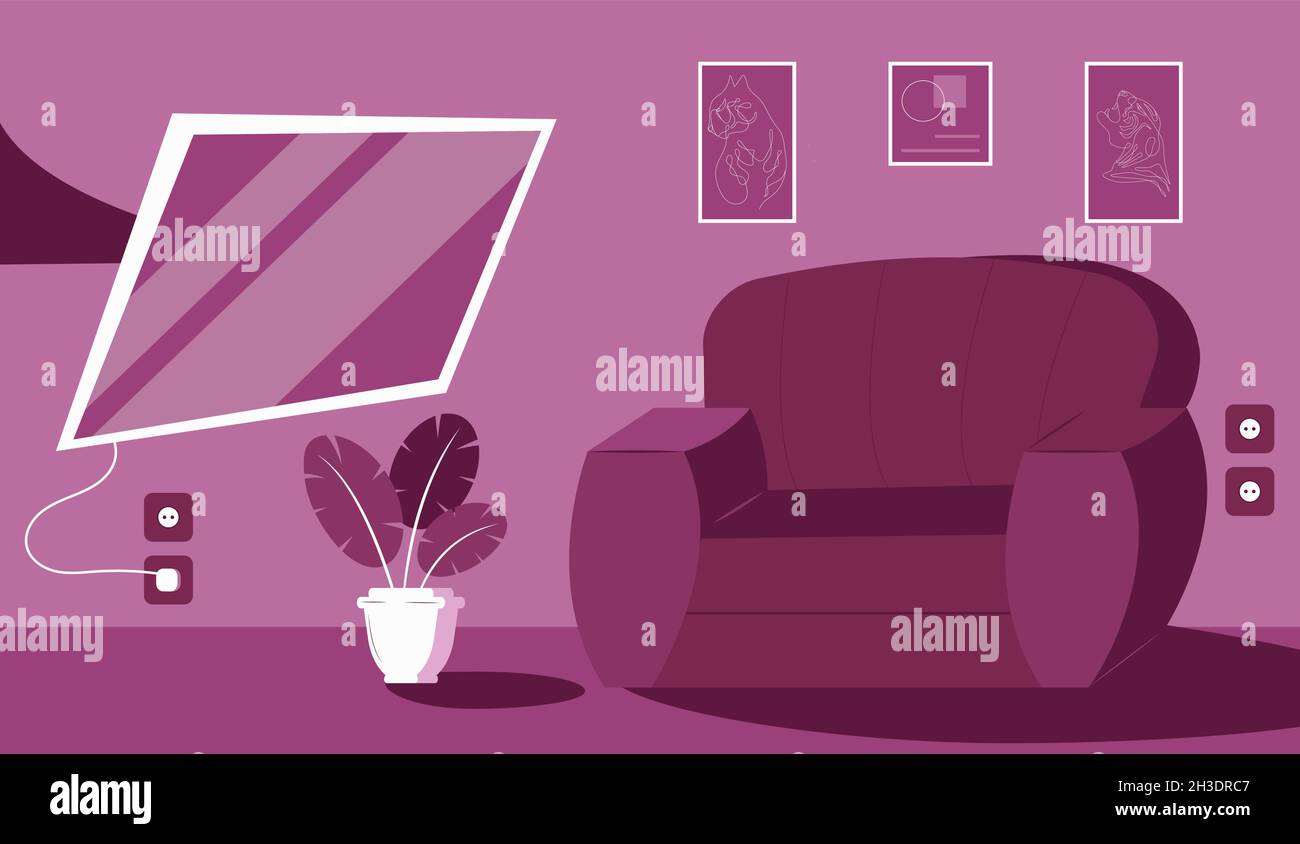 Living room interior concept with modern furniture set of flat vector