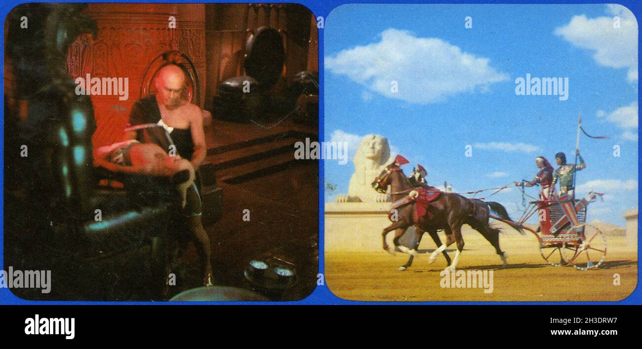 Detail from the back cover of a Super 8 fillm of the 1956 MGM film The Ten Commandments, starring Charlton Heston and Yul Brynner. Stock Photo
