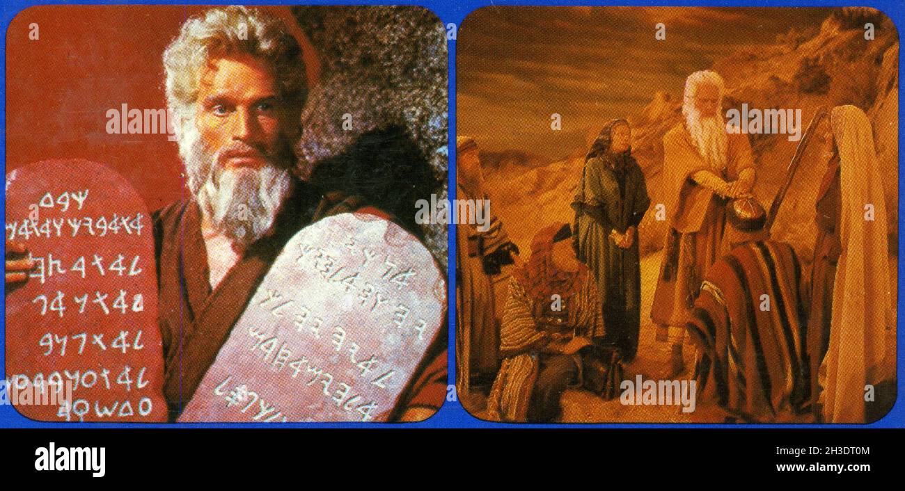 Detail from the back cover of a Super 8 fillm of the 1956 MGM film The Ten Commandments, starring Charlton Heston and Yul Brynner. Stock Photo