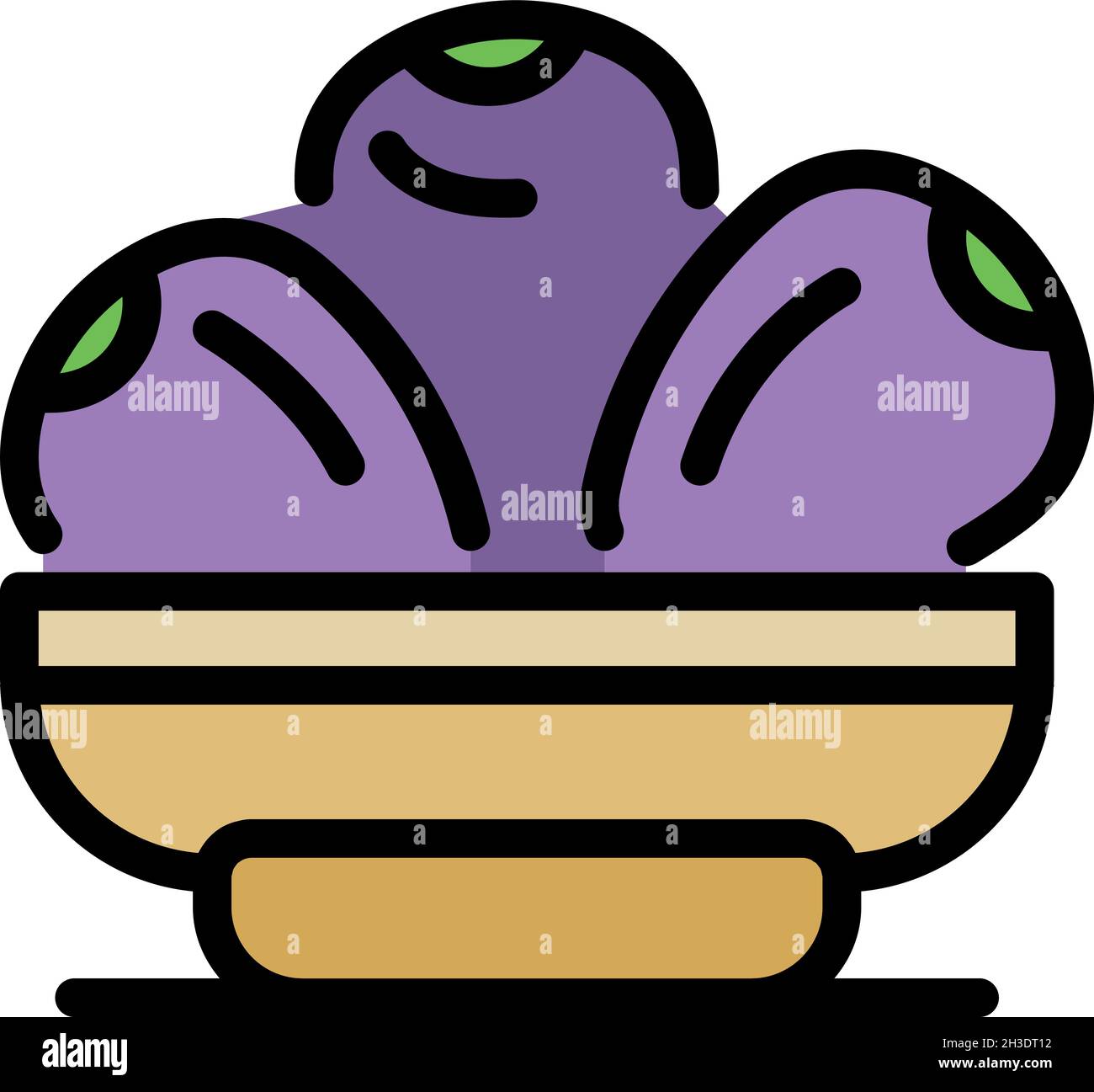 Fruit bowl icon. Outline fruit bowl vector icon color flat isolated ...