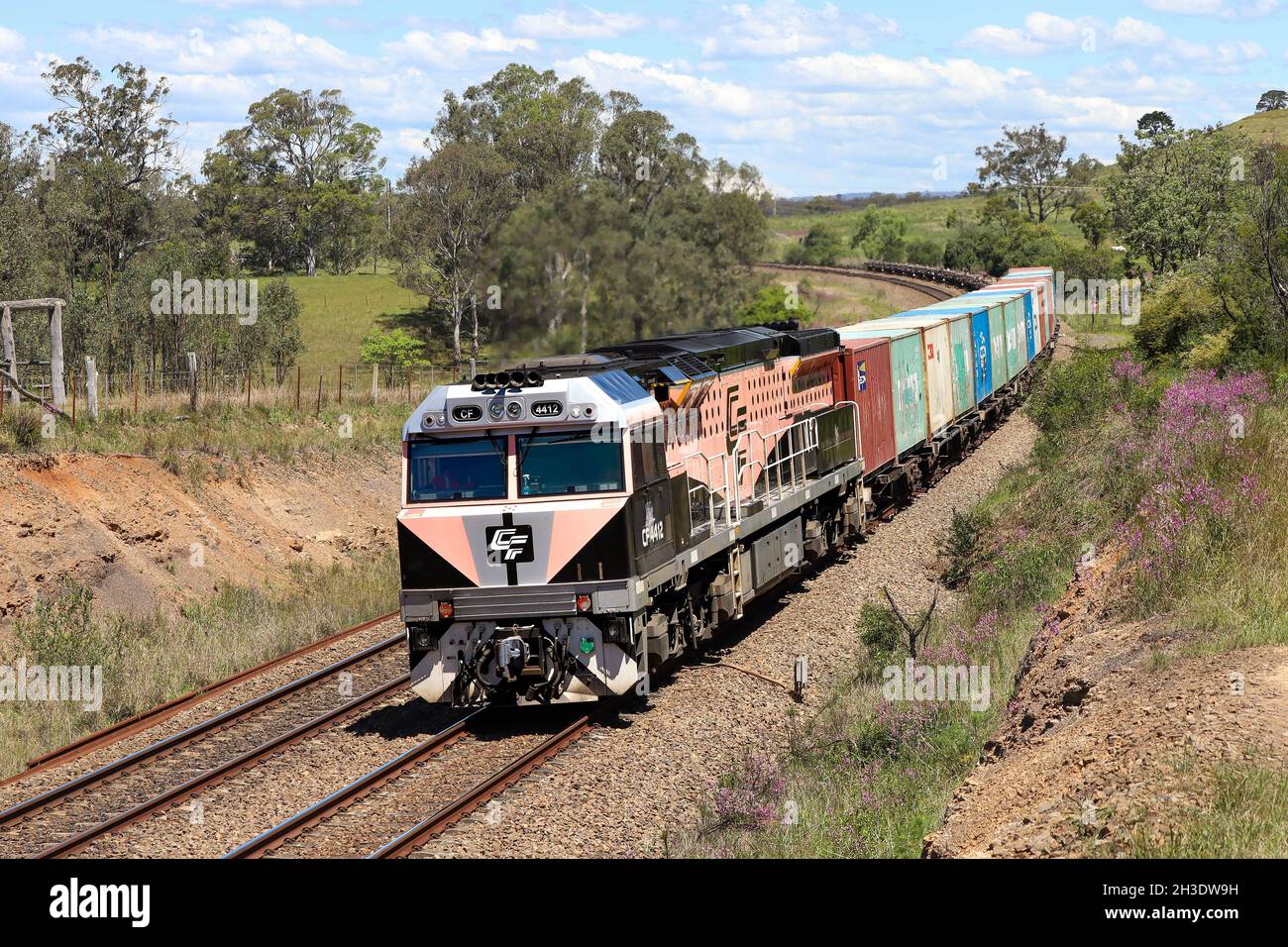 RailFirst Asset Management Australia 'Black Caviar' locomotive at Maldon, New South Wales. Stock Photo