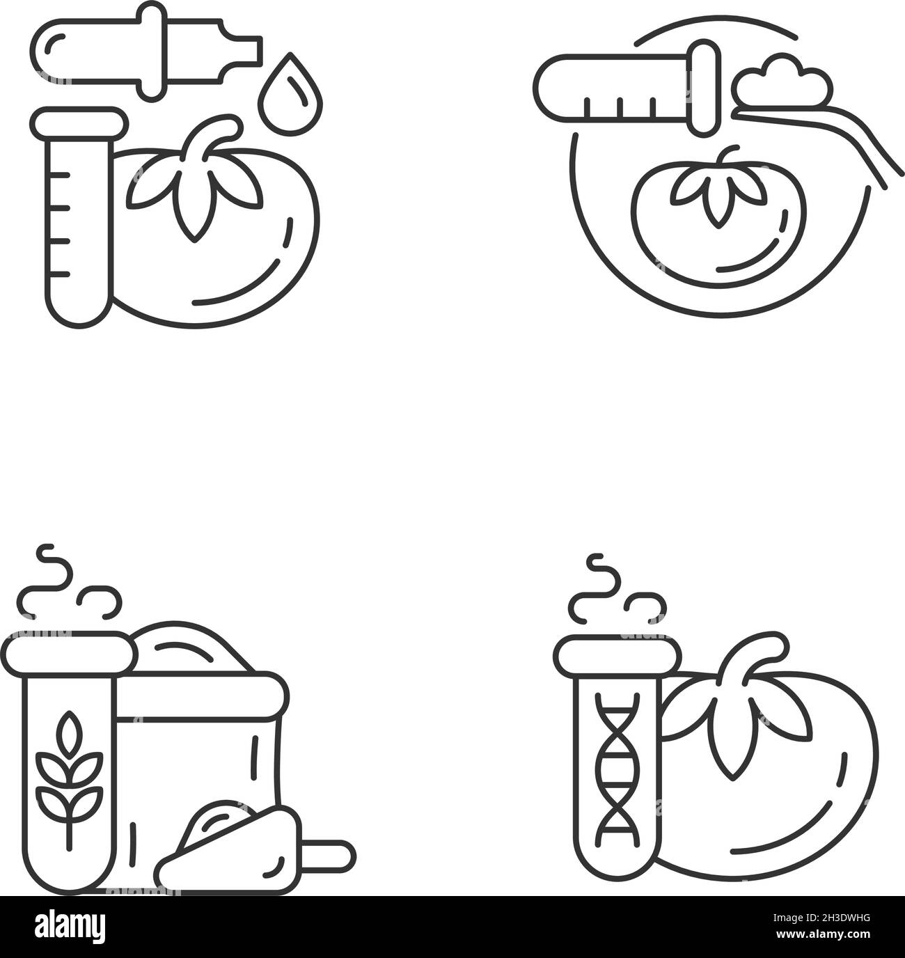 Artificial food additives linear icons set Stock Vector