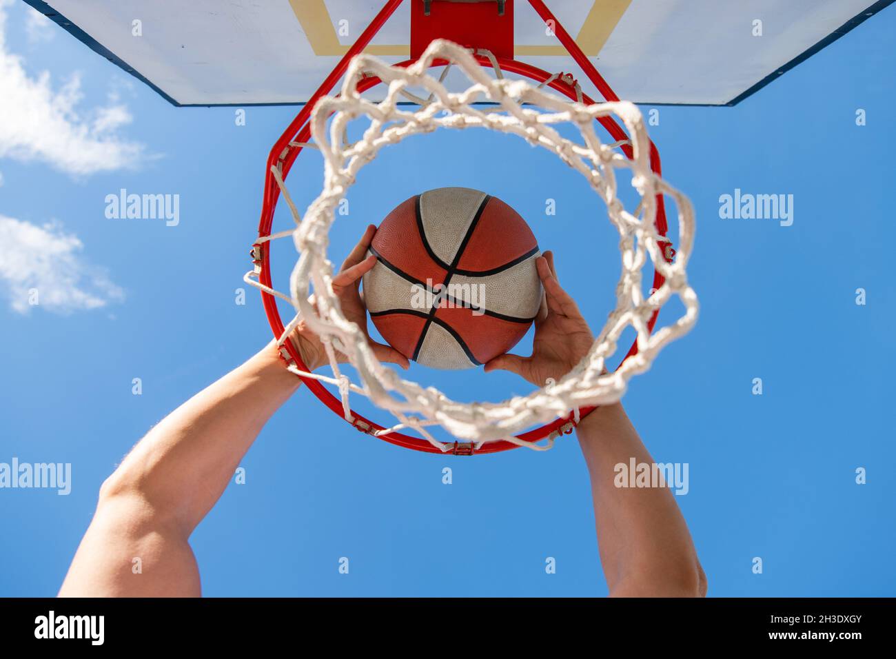professional player. sport success. scoring during basketball game. Stock Photo