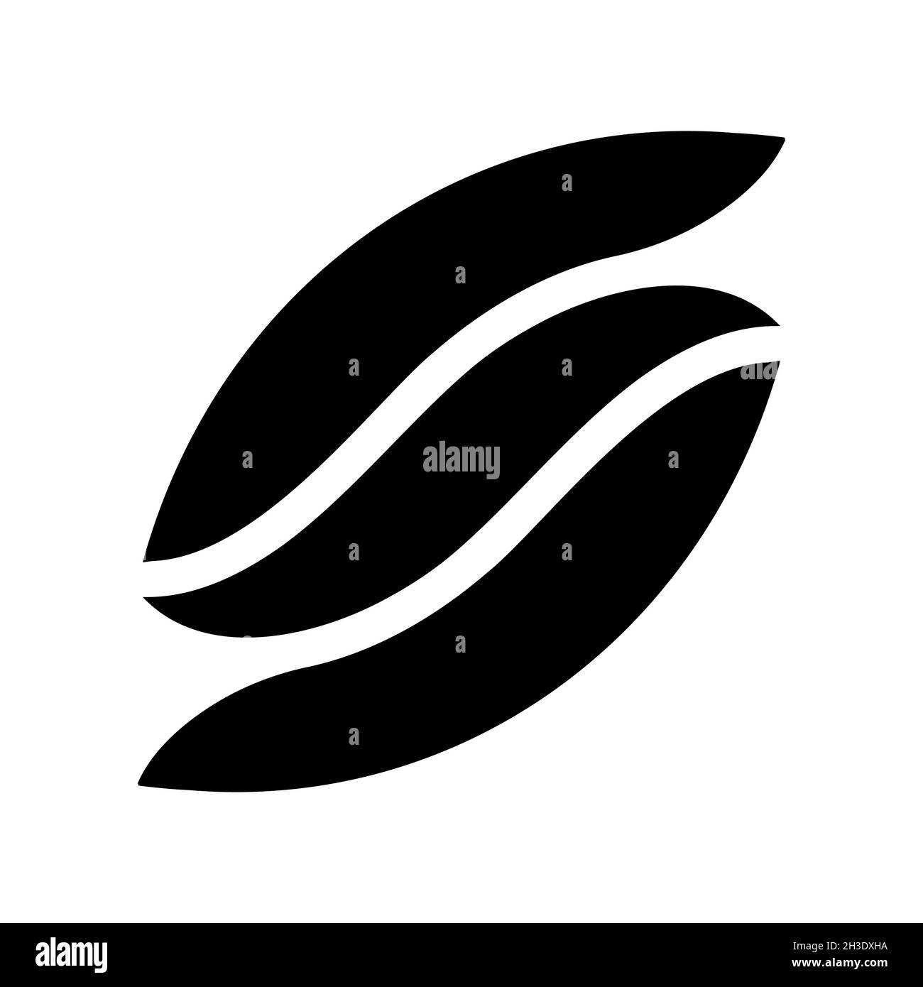 Oval coffee bean logo made of three elegant leaf-shaped stripes stock illustration Stock Vector