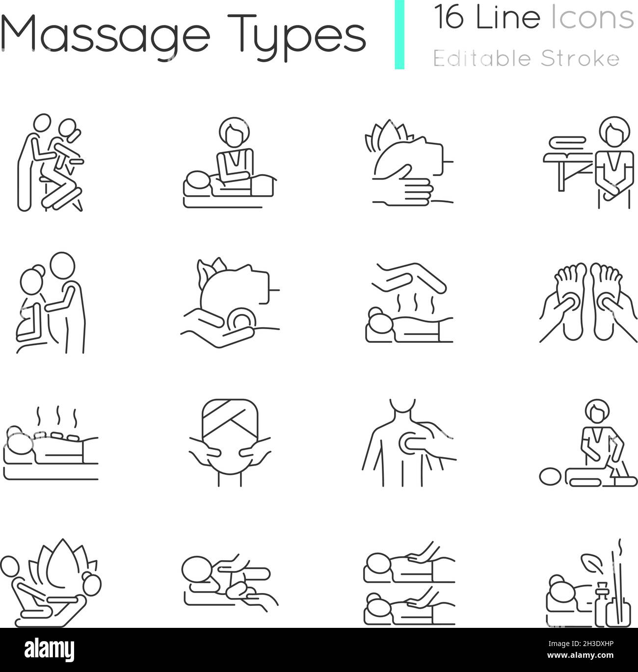 Massage Types Linear Icons Set Stock Vector Image And Art Alamy