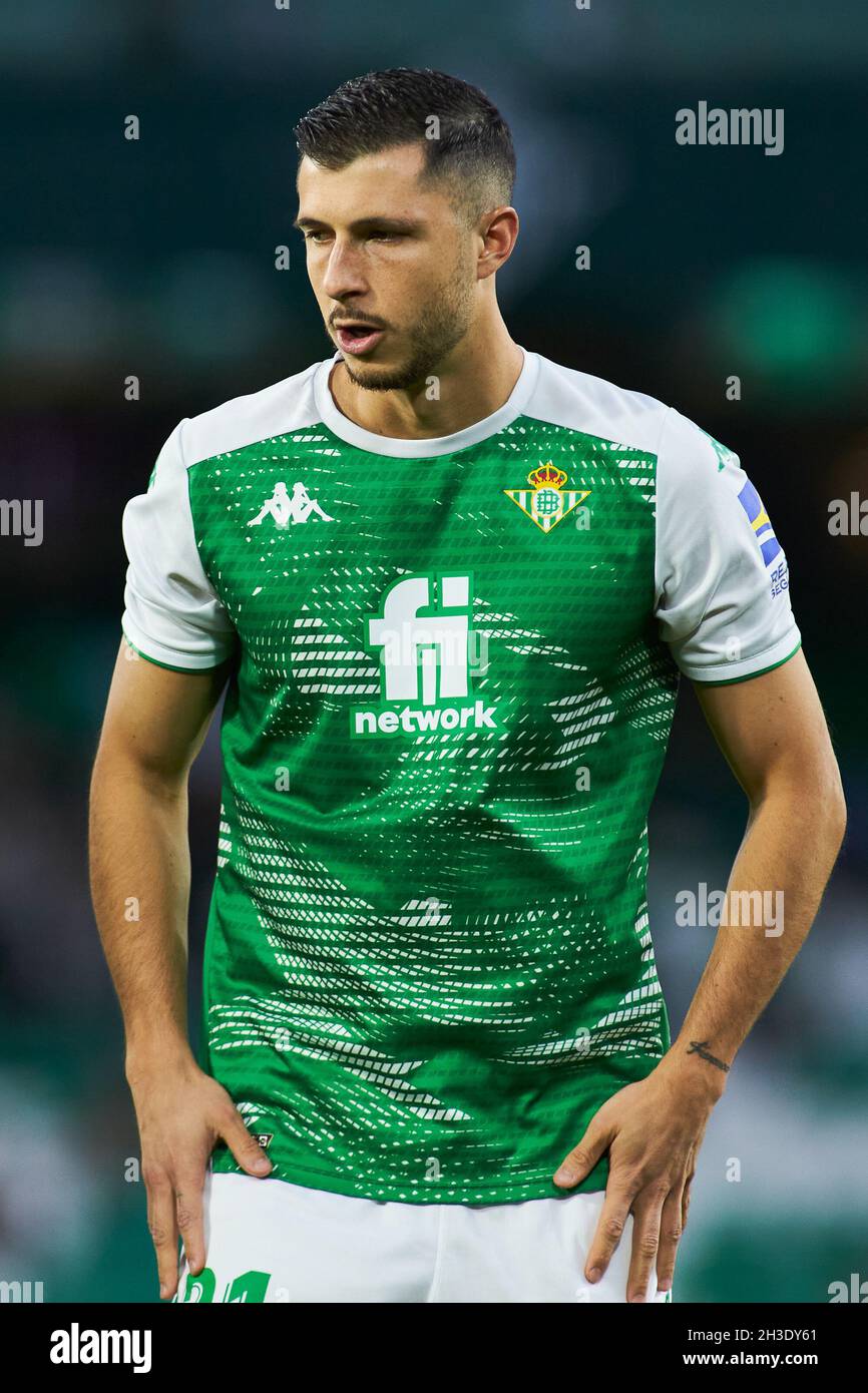 Guido Rodriguez of Real Betis and Tokmac Chol Nguen of Ferencvaros during  the UEFA Europa League match between Real Betis and Ferencvaros TC played  at Benito Villamarin Stadium on November 25, 2021