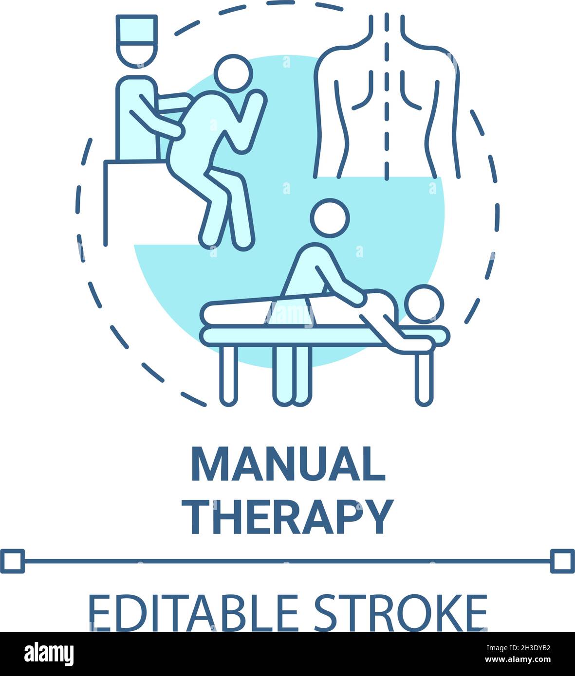 Manual therapy blue concept icon Stock Vector