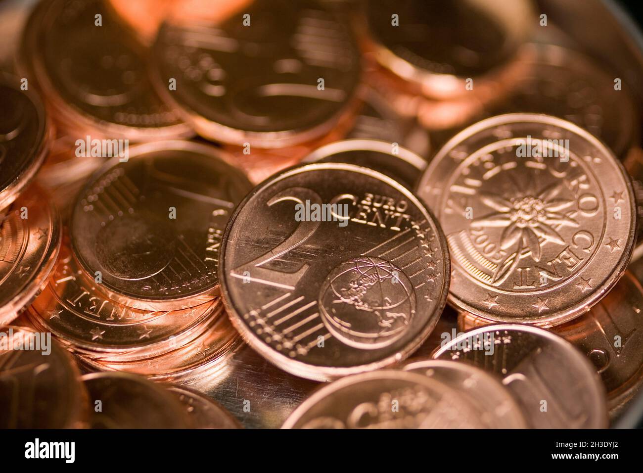new 2 cent coins from Austria, Austria Stock Photo