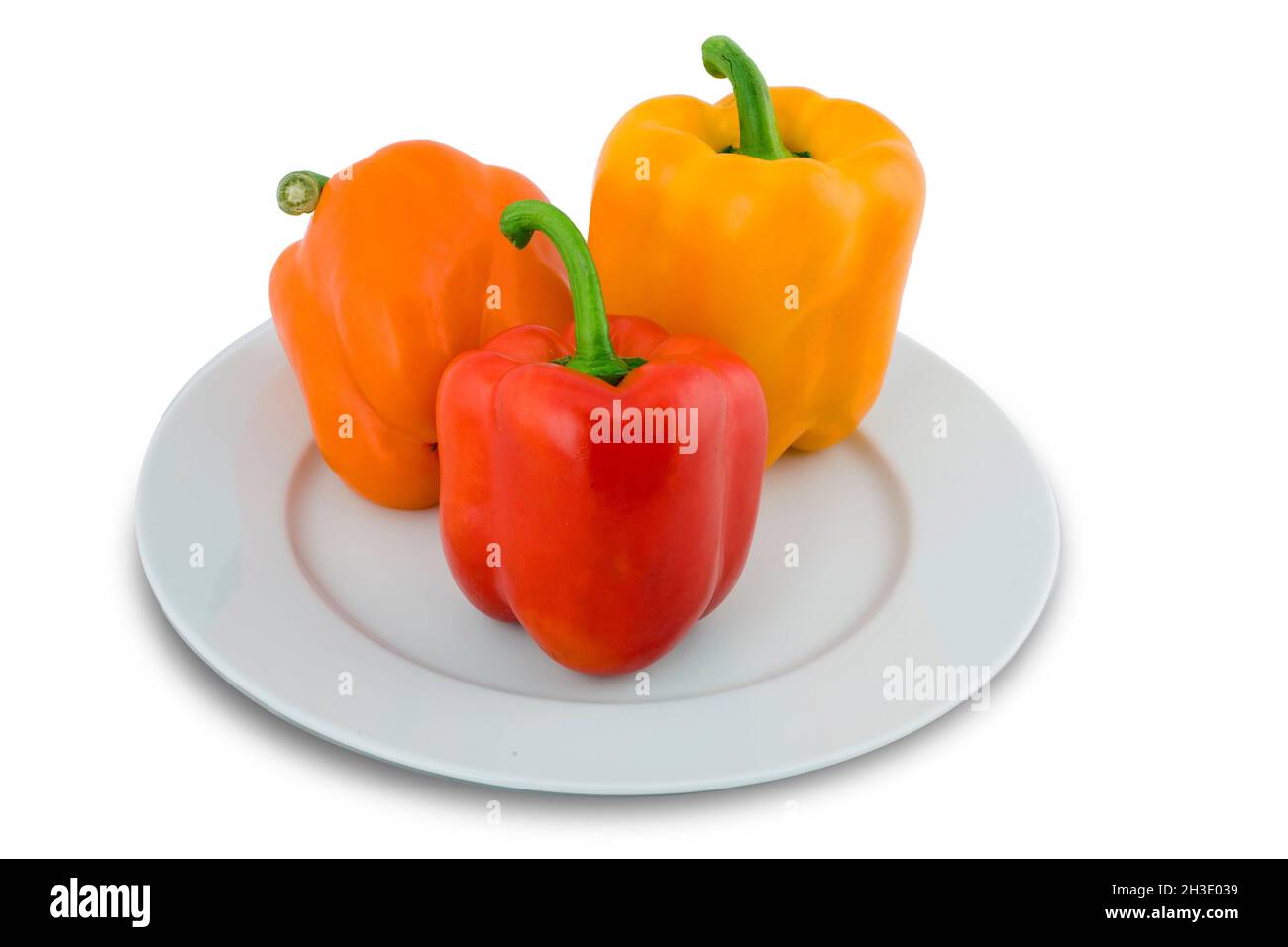 chili pepper, paprika (Capsicum annuum), red, orange and yellow pepper Stock Photo