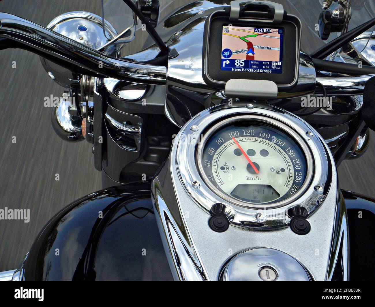 Motorcycle with Navigator, Germany Stock Photo