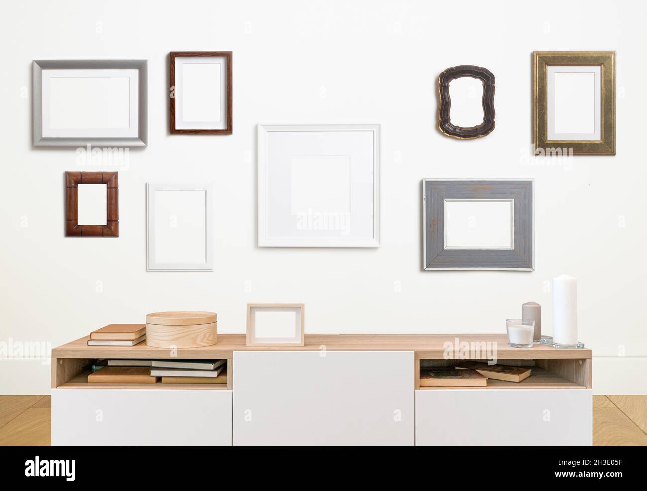 white walls wooden flooring poster frame mockup high quality 56713881 Stock  Photo at Vecteezy, image size:1300x987