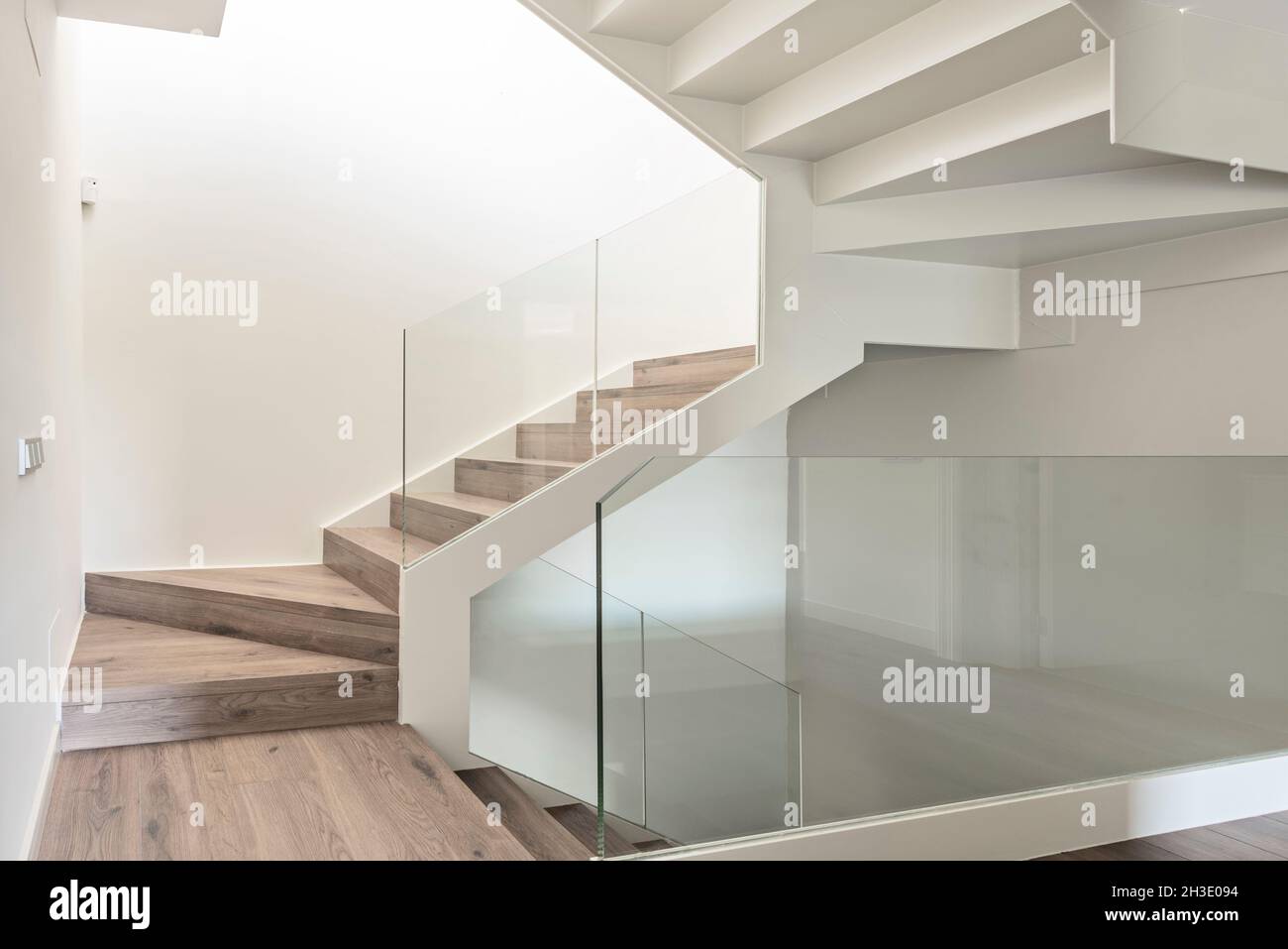 Interior stairs of a modern design penthouse loft Stock Photo - Alamy - Penthouse Apartment Interior Design With High Ceiling Staircases