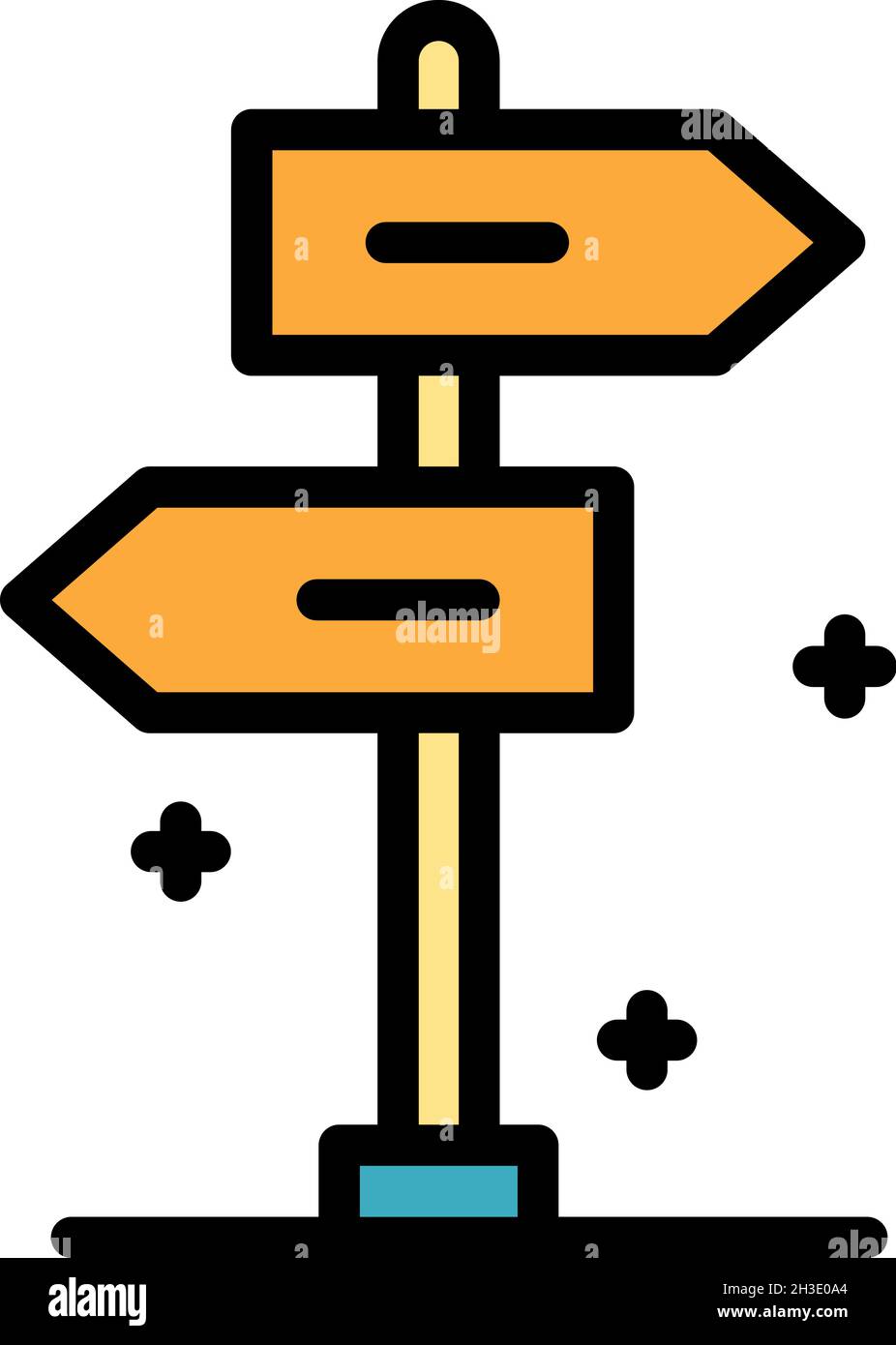 Pillar with pointers icon. Outline pillar with pointers vector icon color flat isolated Stock Vector