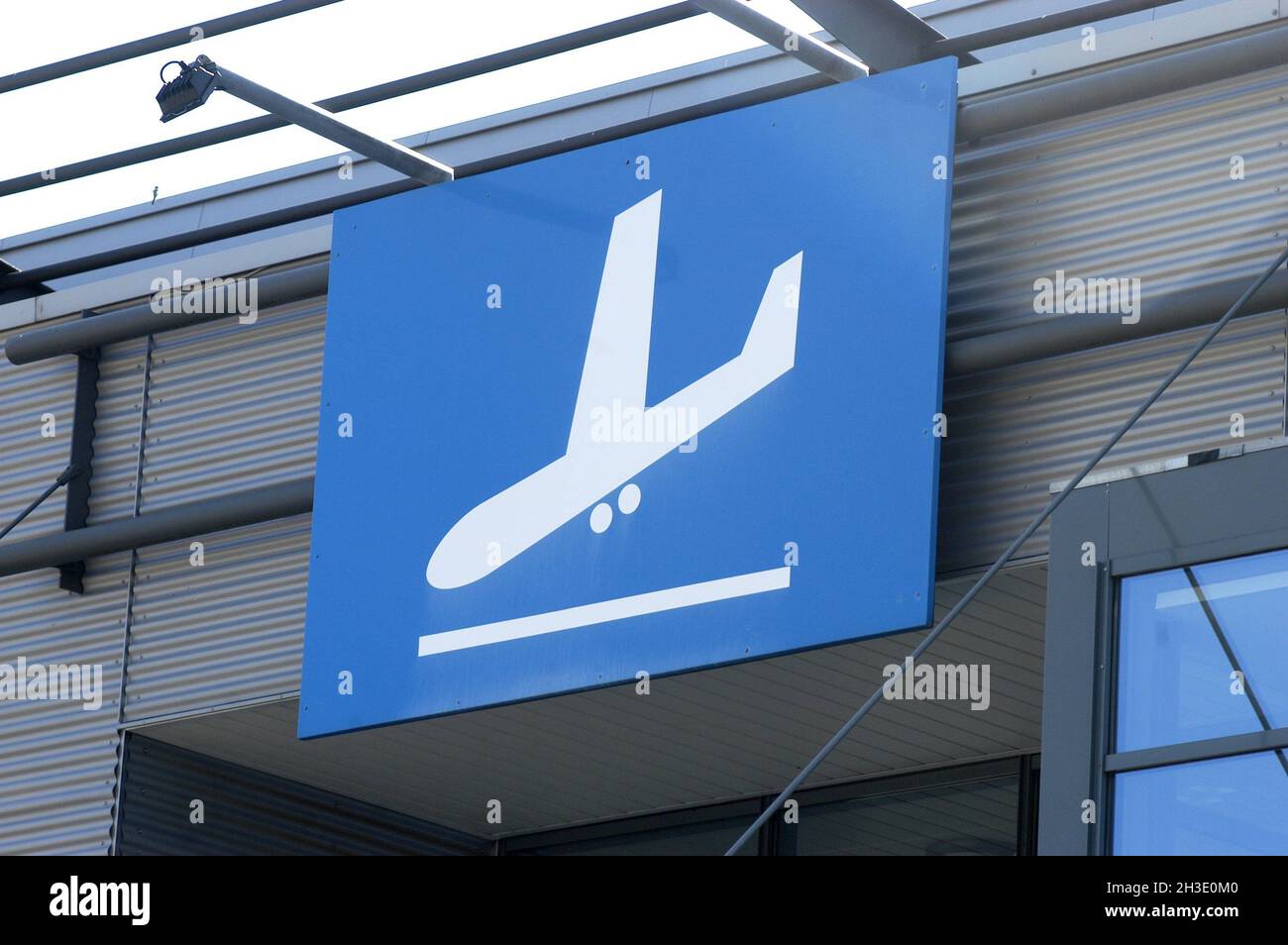 Arrival terminal at the airport Saarbruecken, Germany, Rhineland-Palatinate, Zweibruecken Stock Photo