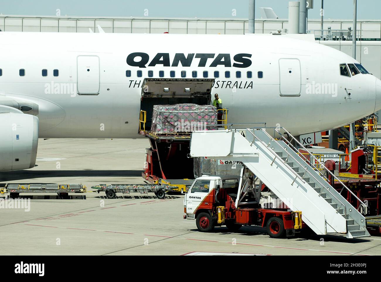 airplane of Quantas on the airstrip, Australia Stock Photo