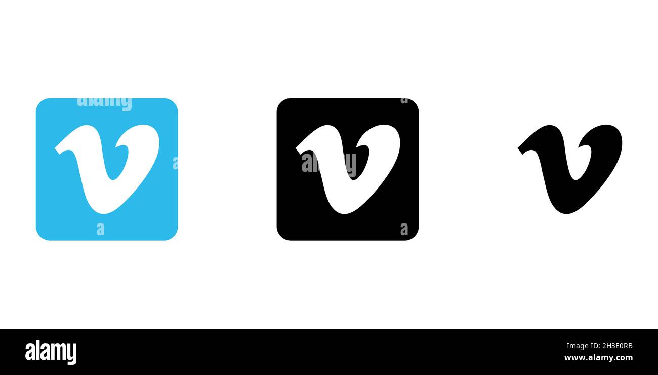 Vimeo video player icon logo. Editorial illustration. Vinnitsia, Ukraine, 01.02.2021 Stock Vector