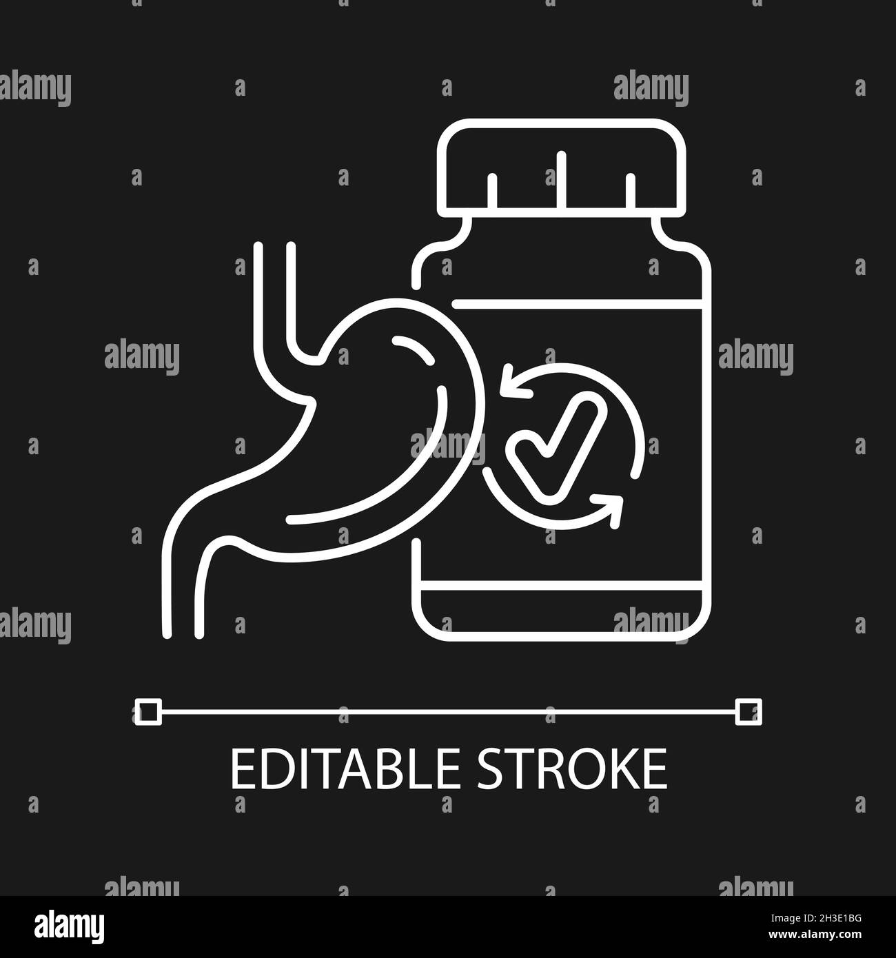 Digestive supplements white linear icon for dark theme Stock Vector