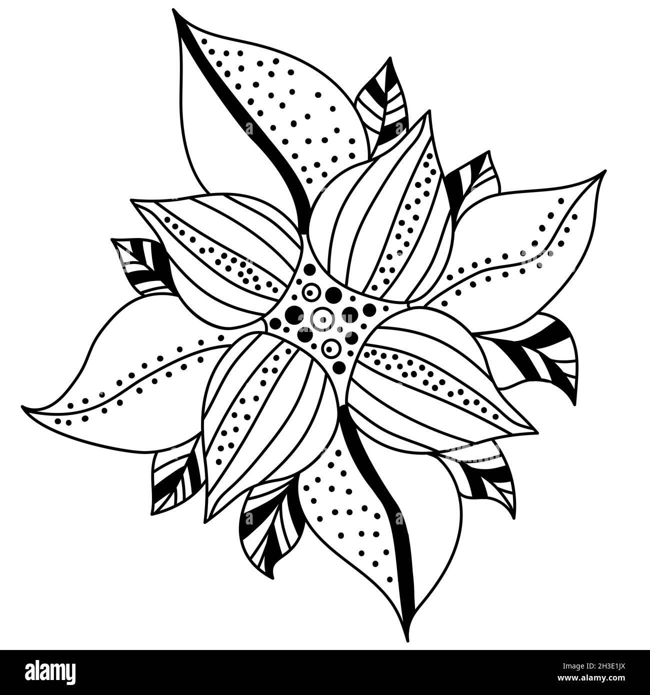 Decorative flower. Vector Linear illustration. Floral decorative