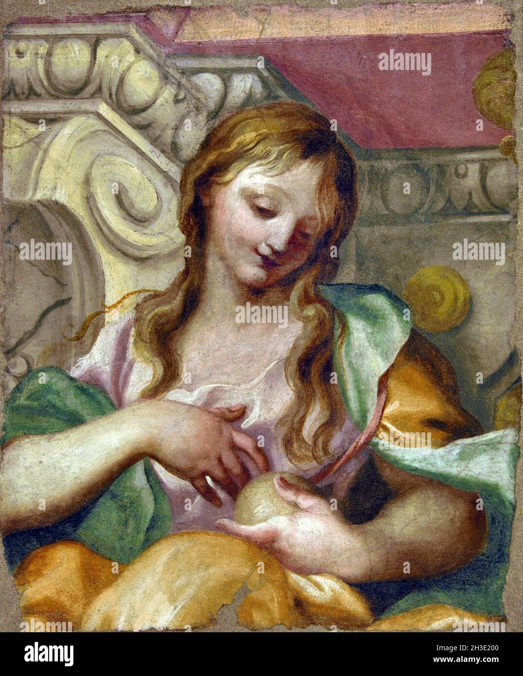 L'Umiltà - Humility by Domenico Piola  (1627–1703)  Fresco, Wall Painting, Italy, Italian, Stock Photo