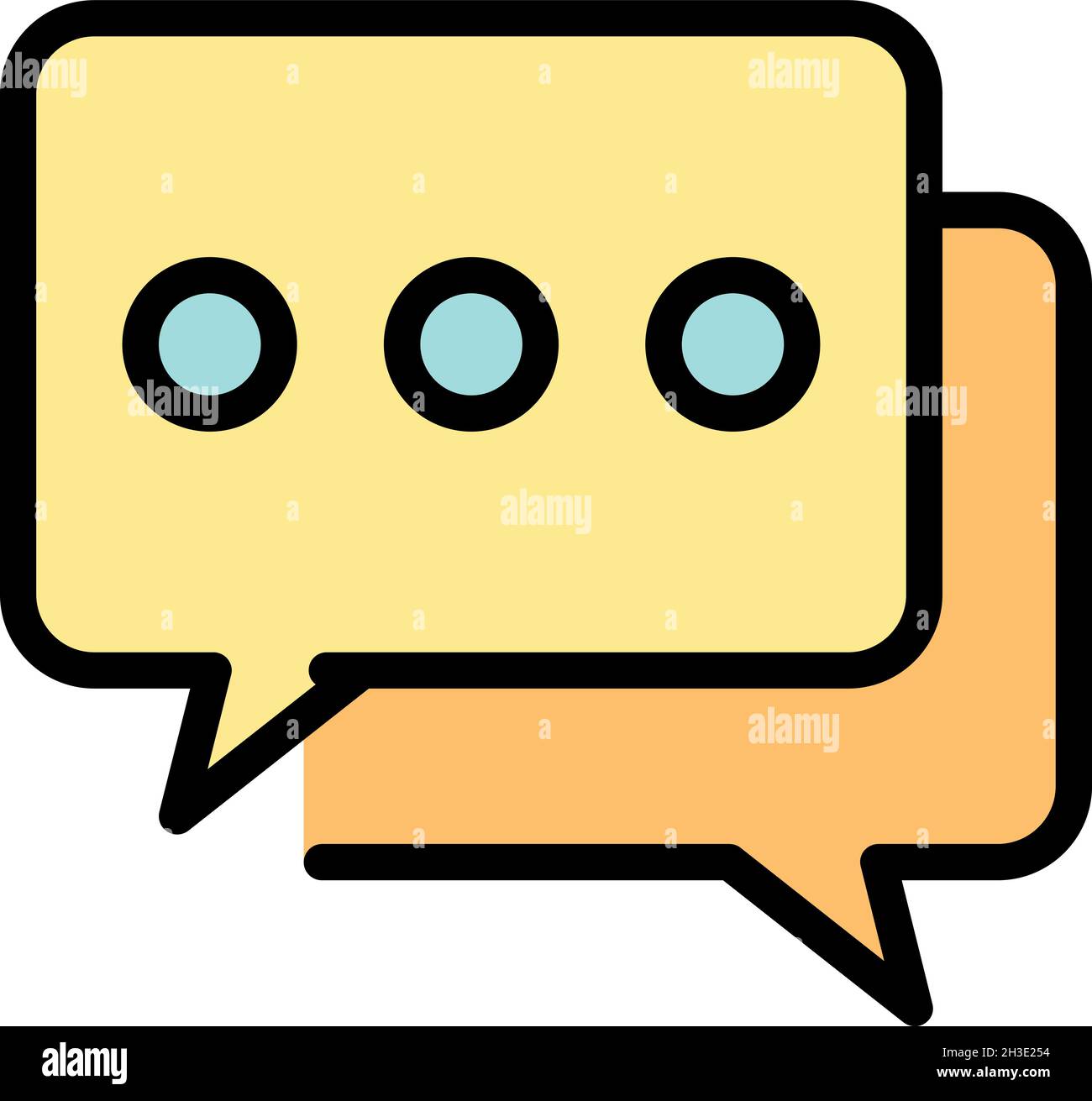 Two chat bubbles icon. Outline two chat bubbles vector icon color flat isolated Stock Vector