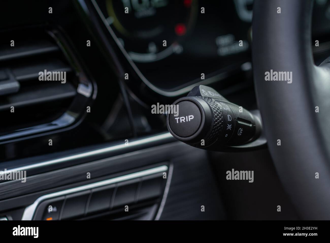 Light switch control. Close up of car light switch and control. Modern