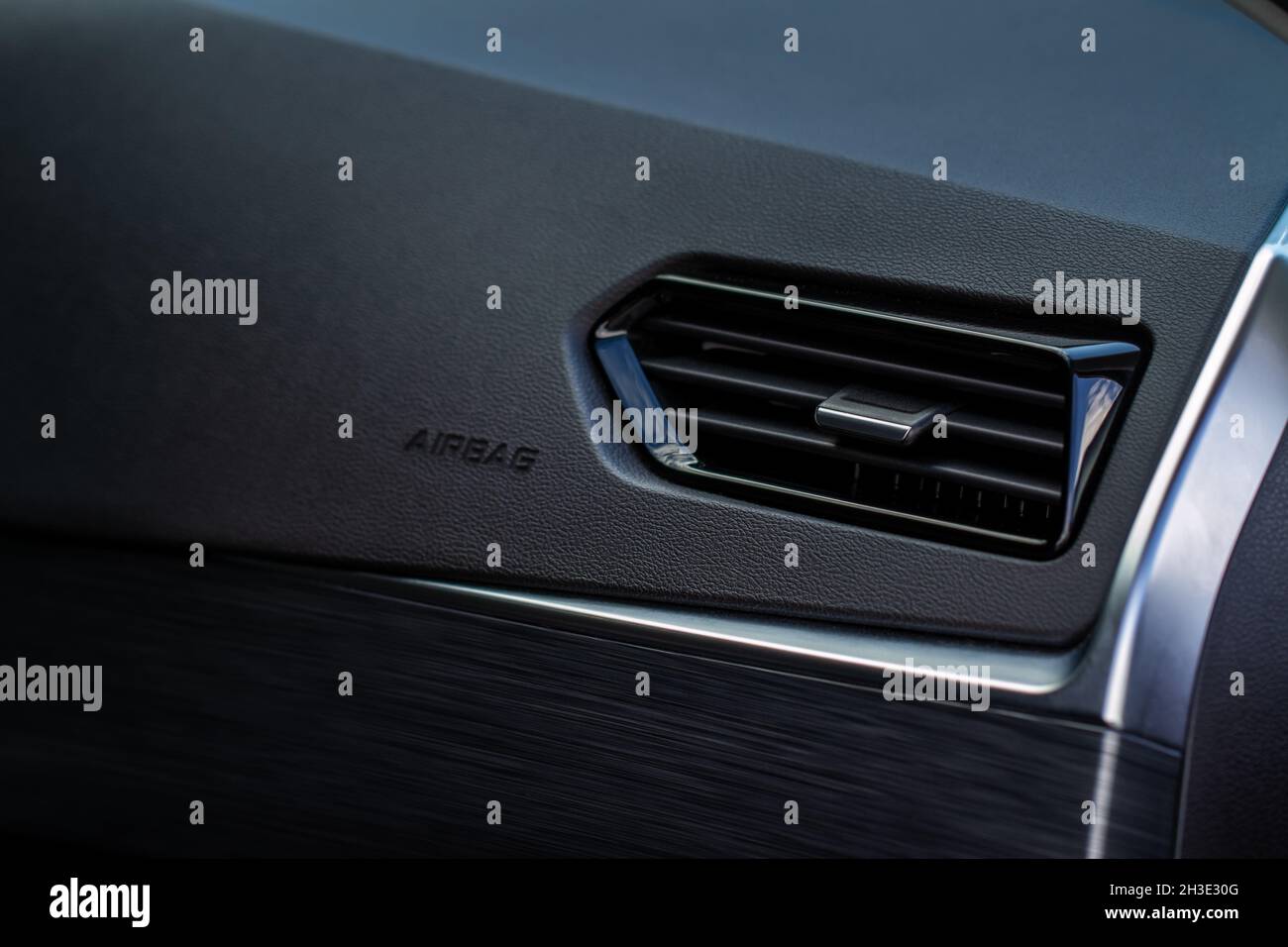 Car air conditioning close up view. The air conditioner flow inside the car. Detail interior of