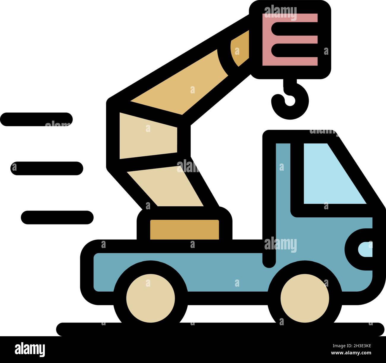 Truck crane icon. Outline truck crane vector icon color flat isolated ...
